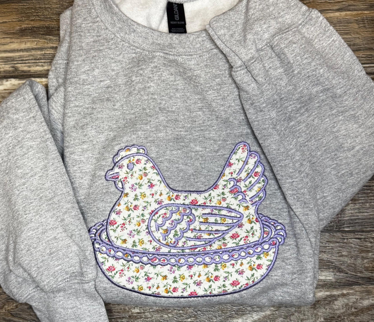 Embroidered Hen On A Nest Sweatshirt, Cottagecore Sweatshirt, Vintage Inspired Crewneck, Gift for Her