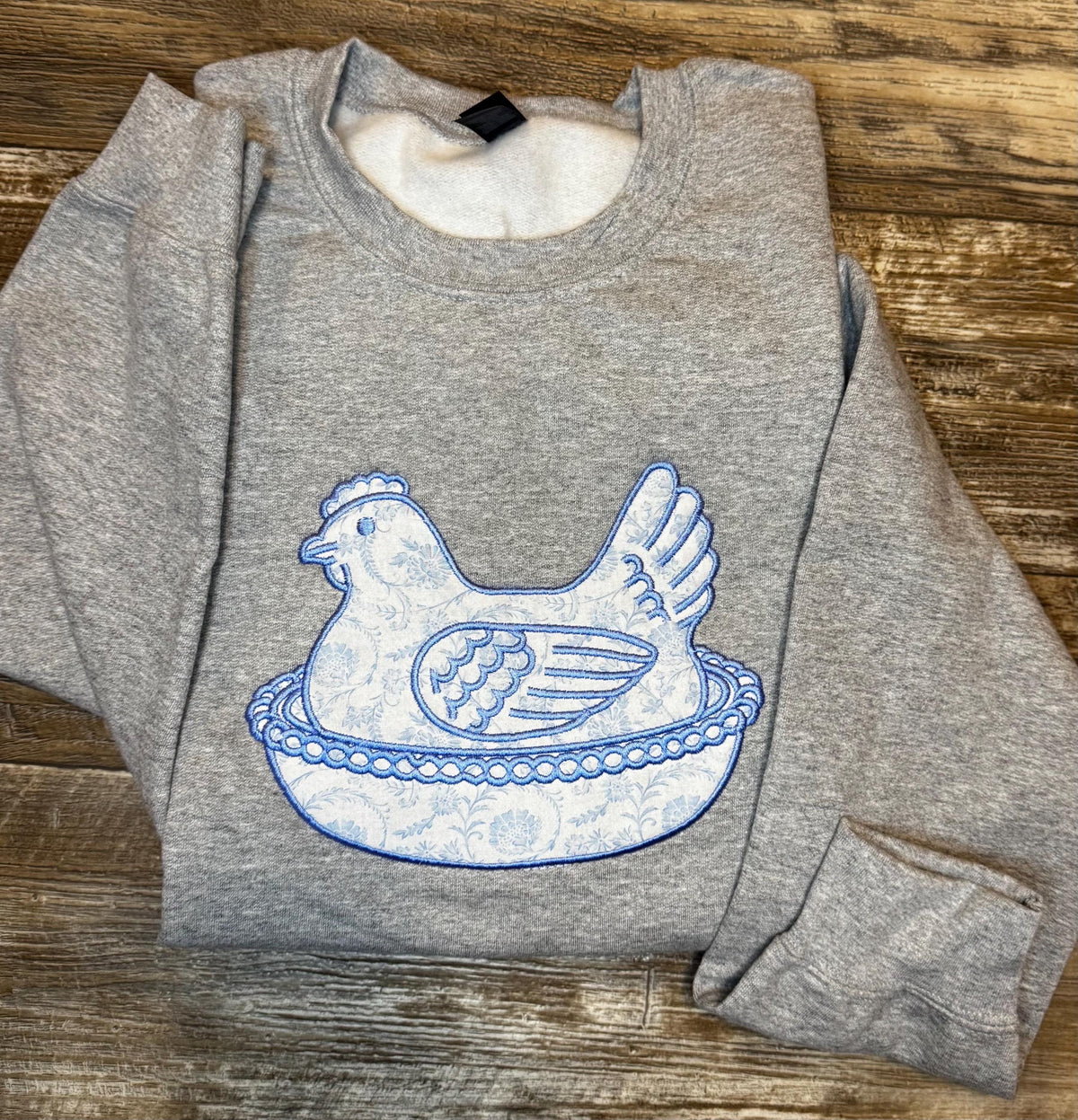 Embroidered Hen On A Nest Sweatshirt, Cottagecore Sweatshirt, Vintage Inspired Crewneck, Gift for Her