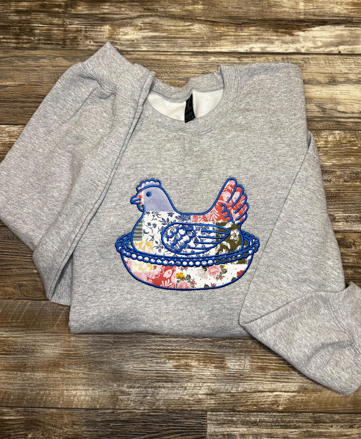 Embroidered Hen On A Nest Sweatshirt, Cottagecore Sweatshirt, Vintage Inspired Crewneck, Gift for Her