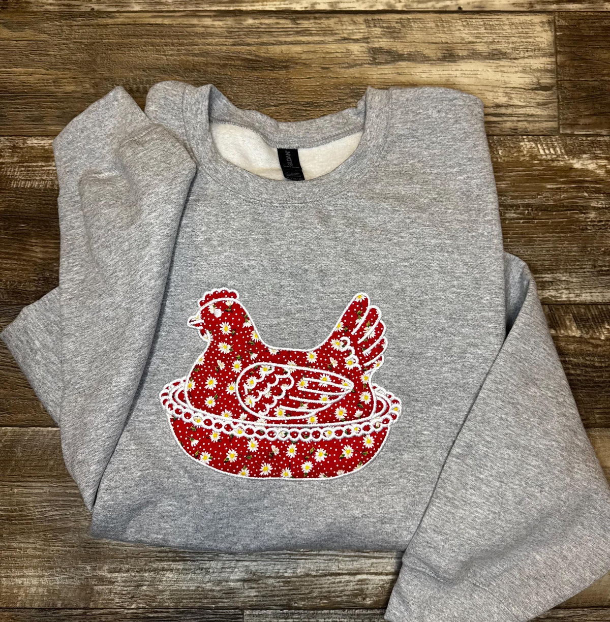 Embroidered Hen On A Nest Sweatshirt, Cottagecore Sweatshirt, Vintage Inspired Crewneck, Gift for Her