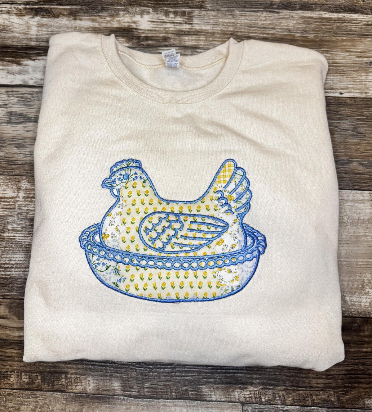 Embroidered Hen On A Nest Sweatshirt, Cottagecore Sweatshirt, Vintage Inspired Crewneck, Gift for Her