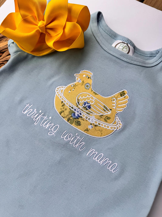 Girls Light Blue Chicken Applique Shirt – Thrifting with Mama Toddler Outfit