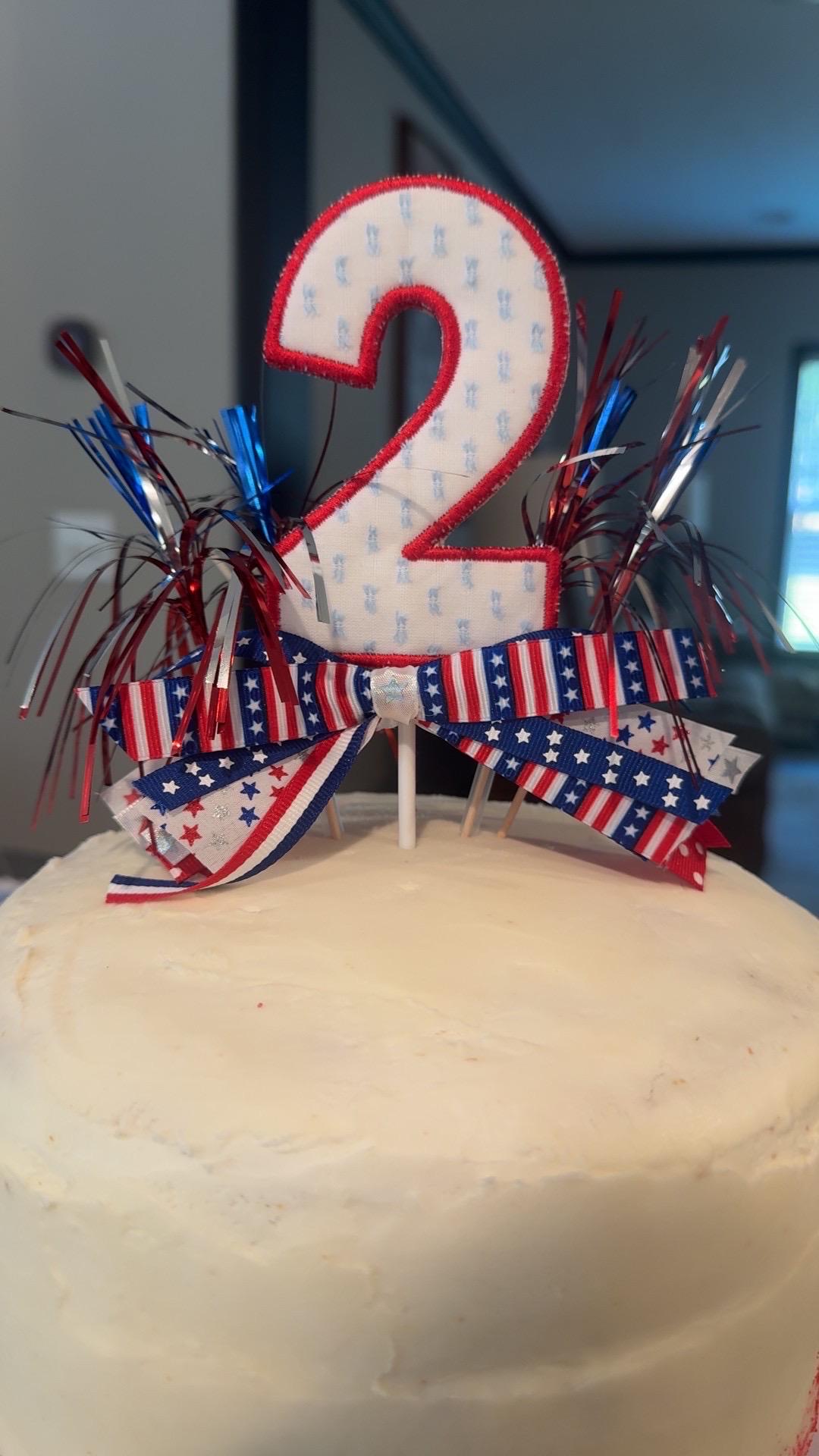 Personalized Birthday Cake Topper | Custom Number Cake Topper | Embroidered Birthday Decor