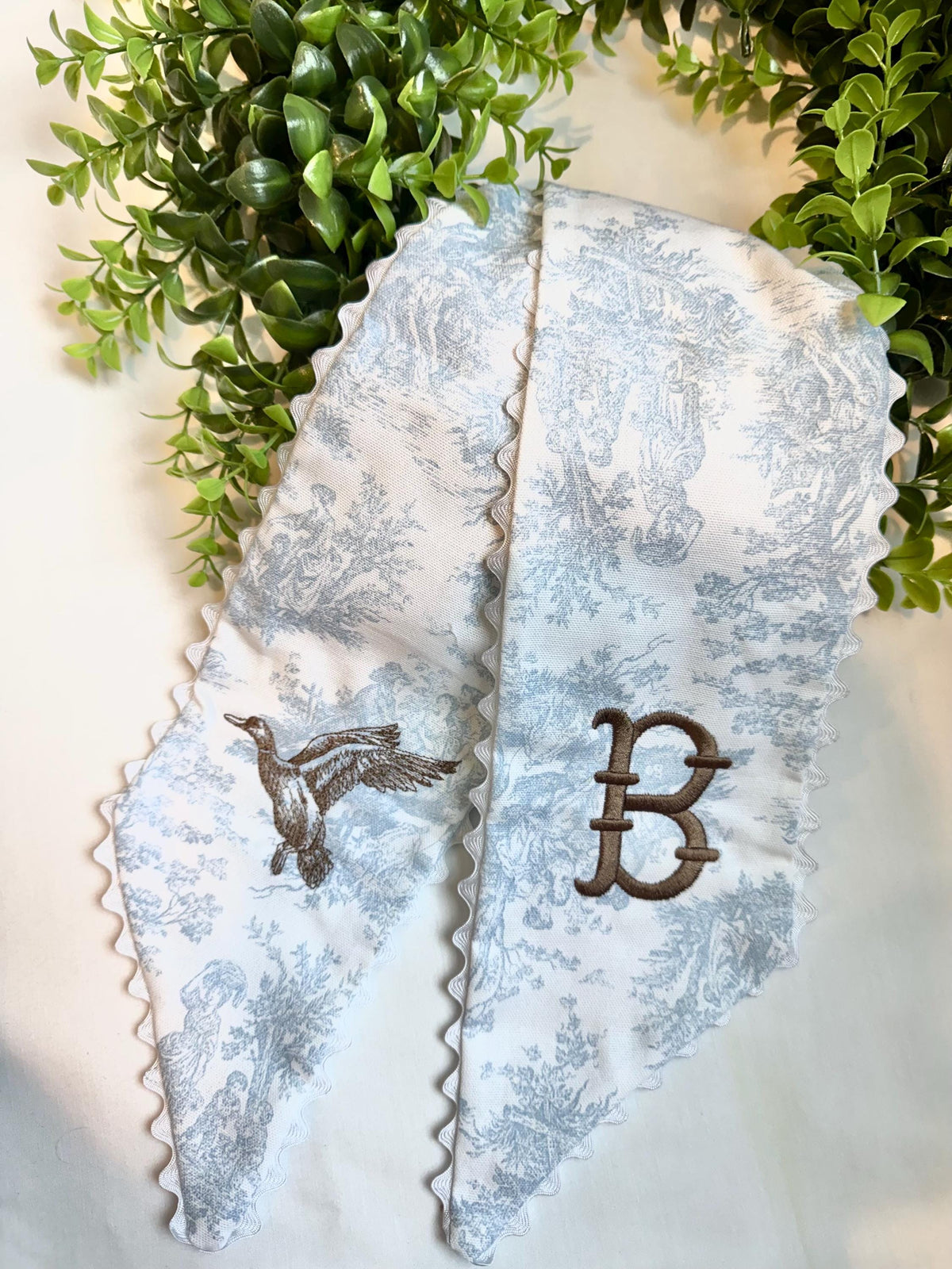 Personalized Toile Wreath Sash | Mallard Wreath Sash | Custom Monogram Door Decor | Southern Wreath Sash | Classic Wreath Sash Door Decor |