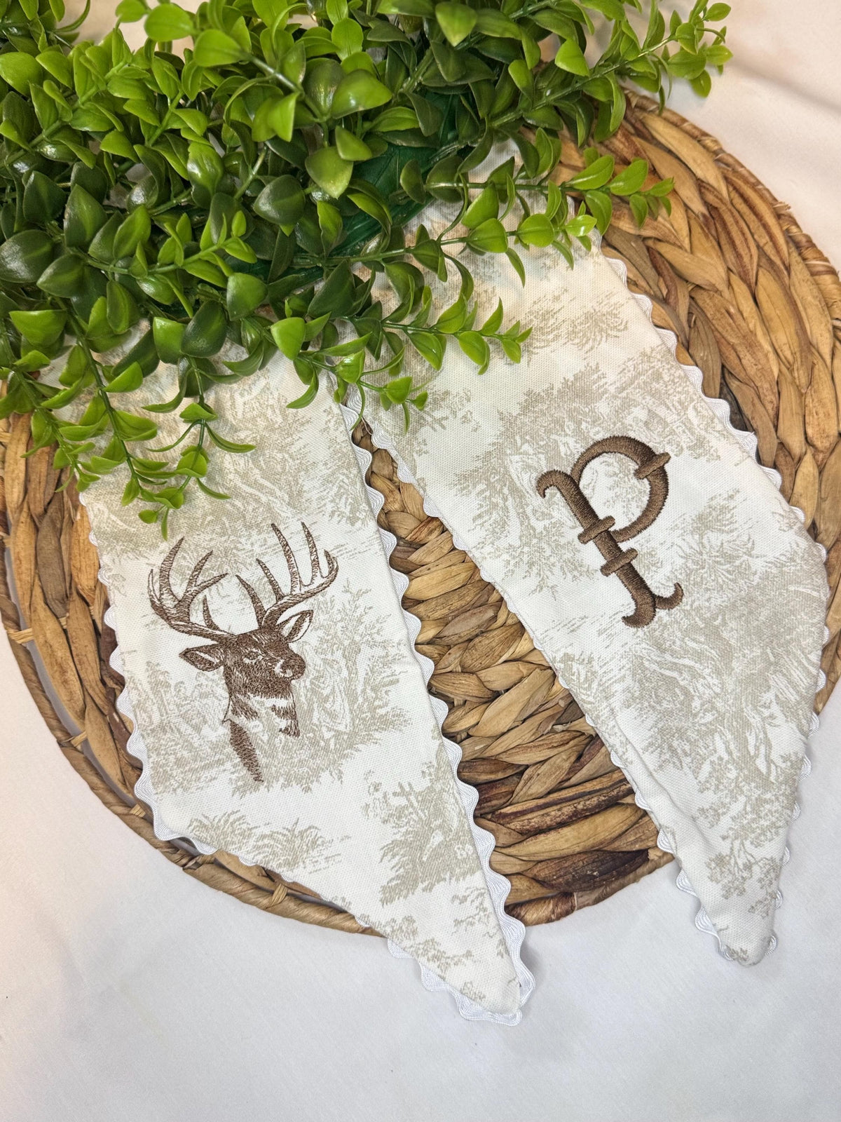 Personalized Toile Wreath Sash | Deer Wreath Sash | Custom Monogram Door Decor | Southern Wreath Sash | Classic Wreath Sash Door Decor |