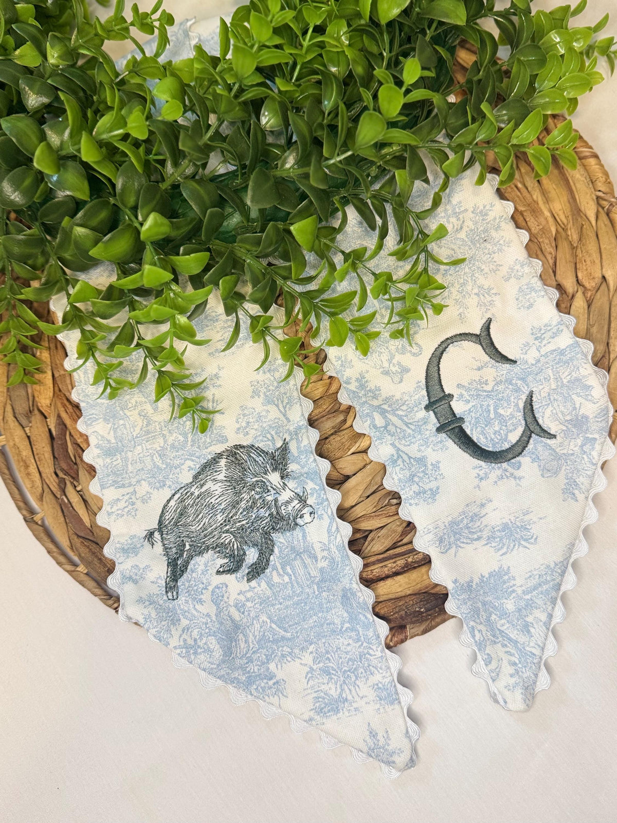 Personalized Toile Wreath Sash | Wild Hog Wreath Sash | Custom Monogram Door Decor | Southern Wreath Sash | Classic Wreath Sash Door Decor |