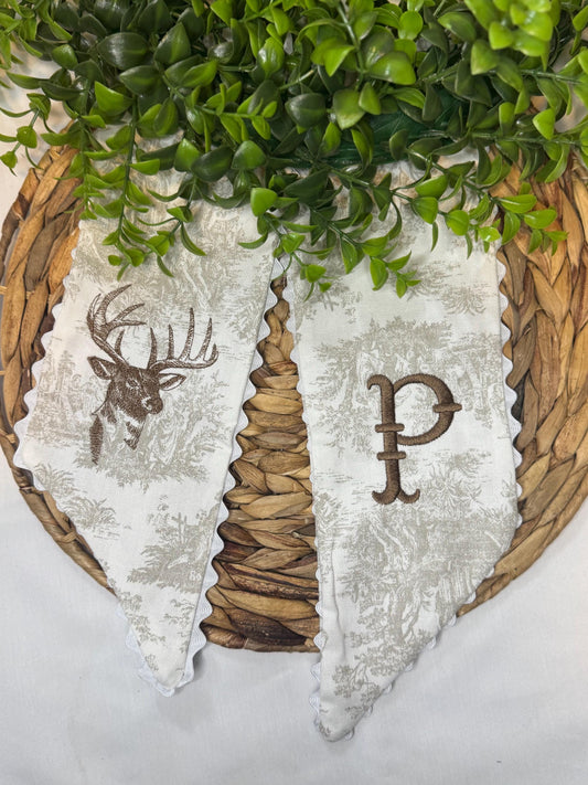 Personalized Toile Wreath Sash | Deer Wreath Sash | Custom Monogram Door Decor | Southern Wreath Sash | Classic Wreath Sash Door Decor |
